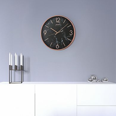 Seiko Noir Faux Marble Wall Clock