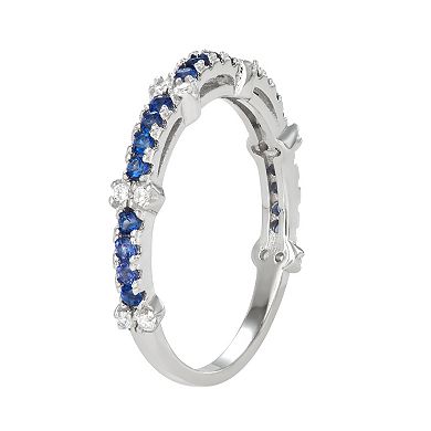 Lab-Created Blue Spinel & Cubic Zirconia Ring