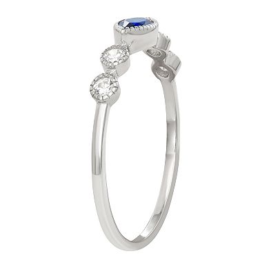 Sterling Silver Lab-Created Blue Spinel & Cubic Zirconia Ring