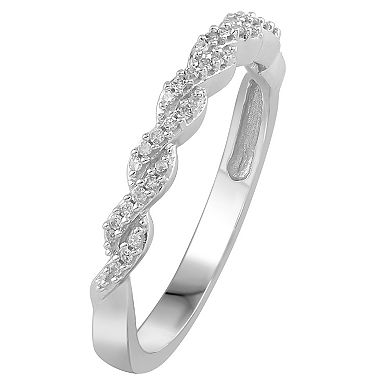 10k White Gold 1/10 Carat T.W. Diamond Stackable Twist Band Ring 
