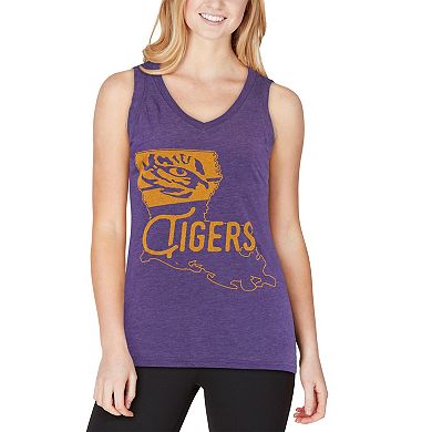 Women's Pressbox Purple LSU Tigers Ferris Melange V-Neck Tank Top