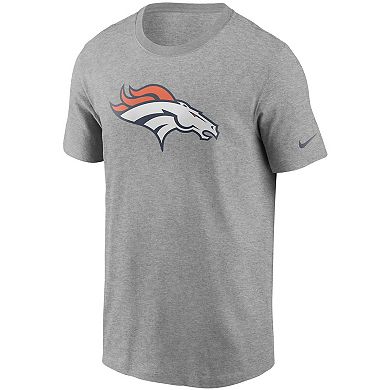 Men's Nike Heathered Gray Denver Broncos Primary Logo T-Shirt