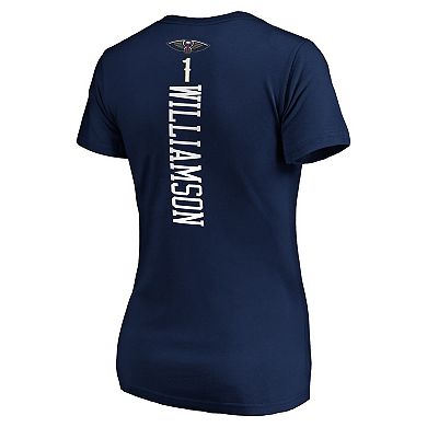 Women's Fanatics Branded Zion Williamson Navy New Orleans Pelicans 2019 NBA Draft Playmaker Name & Number V-Neck T-Shirt