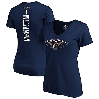 Women's Fanatics Branded Zion Williamson Navy New Orleans Pelicans 2019 NBA Draft Playmaker Name & Number V-Neck T-Shirt