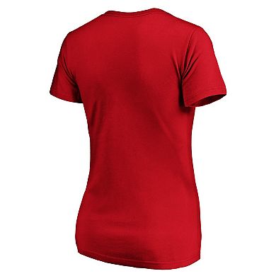 Women's Fanatics Branded Red Chicago Blackhawks Primary Logo V-Neck T-Shirt