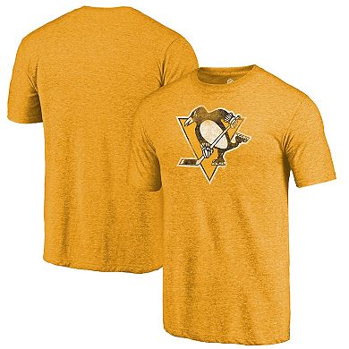 Men's Fanatics Branded Heathered Gold Pittsburgh Penguins Primary Logo Tri-Blend T-Shirt