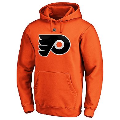 Men's Fanatics Branded Carter Hart Orange Philadelphia Flyers Authentic Stack Player Name & Number Fitted Pullover Hoodie
