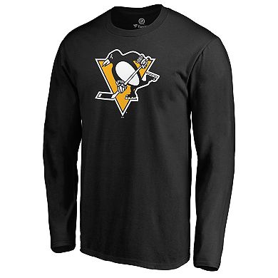 Men's Fanatics Branded Black Pittsburgh Penguins Primary Team Logo Long Sleeve T-Shirt