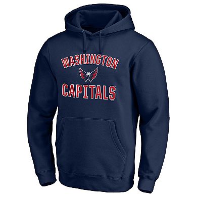 Men's Fanatics Branded Navy Washington Capitals Team Victory Arch Fitted Pullover Hoodie