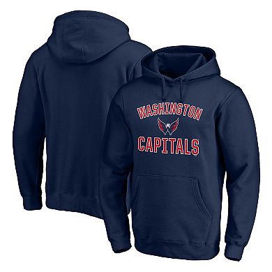 Men's Fanatics Branded Navy Washington Capitals Team Victory Arch Fitted Pullover Hoodie