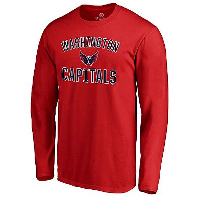 Men's Fanatics Branded Red Washington Capitals Team Victory Arch Long Sleeve T-Shirt