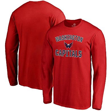 Men's Fanatics Branded Red Washington Capitals Team Victory Arch Long Sleeve T-Shirt