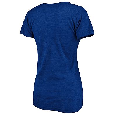 Women's Fanatics Branded Heathered Blue St. Louis Blues Distressed Team Tri-Blend V-Neck T-Shirt