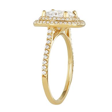 Charles & Colvard 14k Yellow or Rose Gold 2 9/10 Carat T.W. Lab-Created Moissanite Double Halo Ring