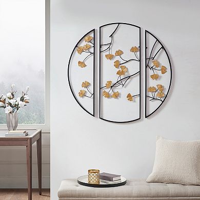 Madison Park Gold Finish Gingko Leaves Metal Wall Decor 3-piece Set