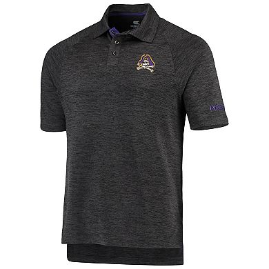 Men's Colosseum Heathered Black ECU Pirates Down Swing Polo