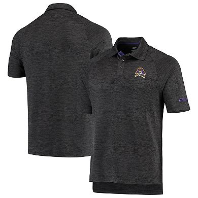 Men's Colosseum Heathered Black ECU Pirates Down Swing Polo