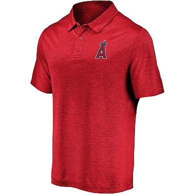 Men's Fanatics Branded Red Los Angeles Angels Iconic Striated Primary Logo Polo