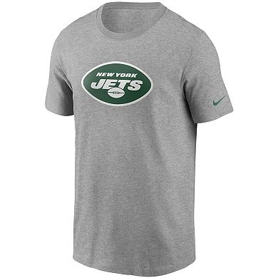 Men's Nike Heathered Gray New York Jets Primary Logo T-Shirt