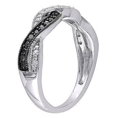 Stella Grace Sterling Silver 1/10 Carat T.W. Black & White Diamond Infinity Ring