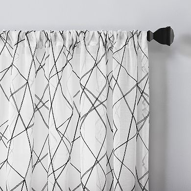 No. 918 Abstract Geometric Embroidery Semi-Sheer Window Curtain