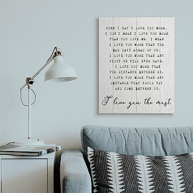 Stupell Home Decor I Love You the Most Canvas Wall Art