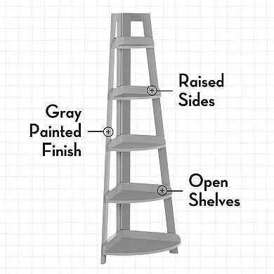 RiverRidge Home Kids 5-Tier Corner Ladder Shelf