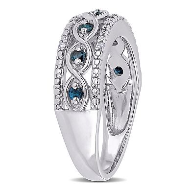 Stella Grace Sterling Silver 1/4 Carat T.W. Blue & White Diamond Infinity Ring