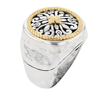 Two Tone Sterling Silver Filigree Ring