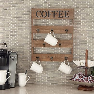 Stella & Eve Farmhouse Coffee Cup 8-Hook Wall Decor