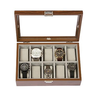 Mele & Co. Dante Glass Top Wooden Watch Box