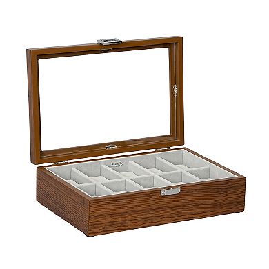 Mele & Co. Dante Glass Top Wooden Watch Box