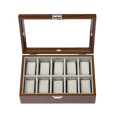 Mele & Co. Dante Glass Top Wooden Watch Box