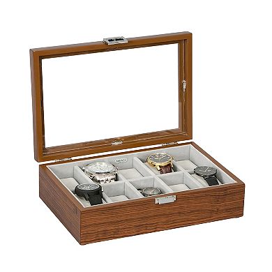 Mele & Co. Dante Glass Top Wooden Watch Box