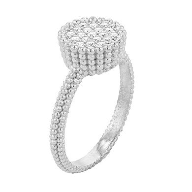 Sterling Silver Cubic Zirconia Textured Ring