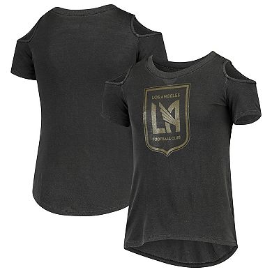 Girls Youth 5th & Ocean by New Era Black LAFC Cold Shoulder T-Shirt
