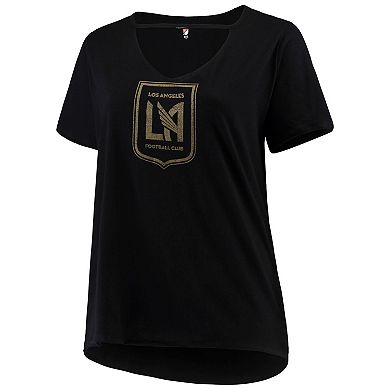 Women's 5th & Ocean by New Era Black LAFC Plus Size Athletic Baby V-Neck T-Shirt