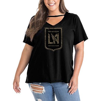 Women's 5th & Ocean by New Era Black LAFC Plus Size Athletic Baby V-Neck T-Shirt