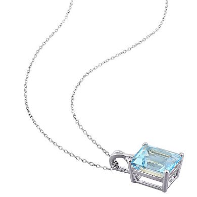 Stella Grace Sterling Silver Blue & White Topaz Pendant Necklace
