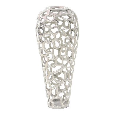 Stella & Eve Eclectic Silver Organic Hole-Designed Aluminum Vase