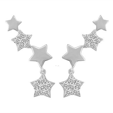 Sterling Silver 1/2 Carat T.W. Diamond Star Climber Earrings Set