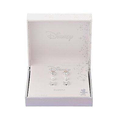 Disney's Minnie Mouse Crystal Cubic Zirconia Bow Stud Earrings Set