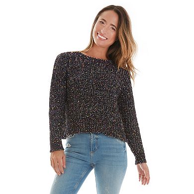 Juniors IZ Byer Confetti Chenille Cropped Pullover Sweater