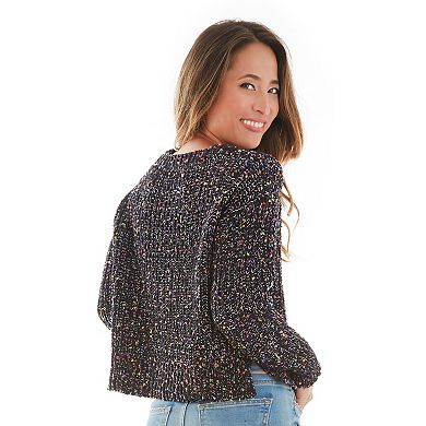 Juniors IZ Byer Confetti Chenille Cropped Pullover Sweater