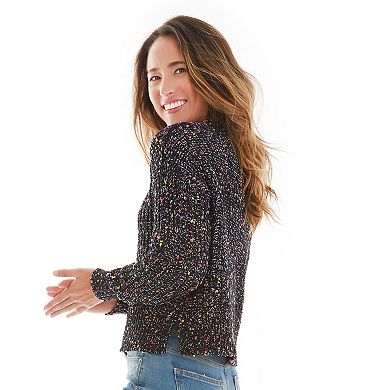 Juniors IZ Byer Confetti Chenille Cropped Pullover Sweater