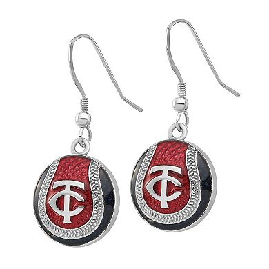 LogoArt Sterling Silver Minnesota Twins Enameled Baseball Earrings