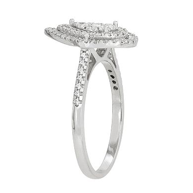 Sterling Silver 1/2 Carat T.W. Diamond Teardrop Cluster Ring