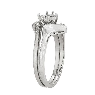 Sterling Silver 1/10 Carat T.W. Diamond Engagement Ring Set