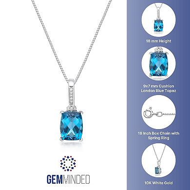 Gemminded 10k White Gold London Blue Topaz & Diamond Accent Pendant Necklace
