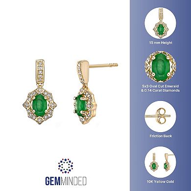 Gemminded 10k Gold 1/8 Carat T.W. Diamond & Emerald Earrings